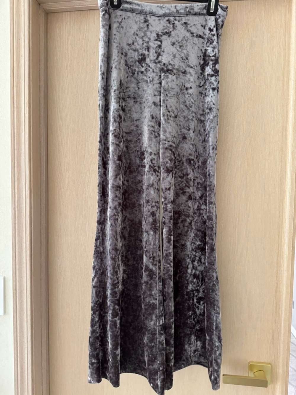 Zara Woman Crushed velvet velour palazzo pants with zipper Super cute Comfy SZ S - Picture 8 of 10